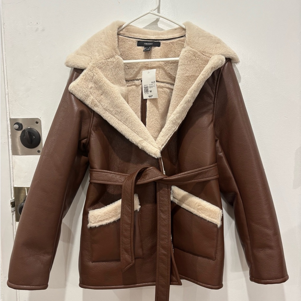 Pleather Jacket With Faux Fur Lining
